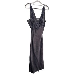 Winter Silks grey lace top long silk romantic luxury slip dress
